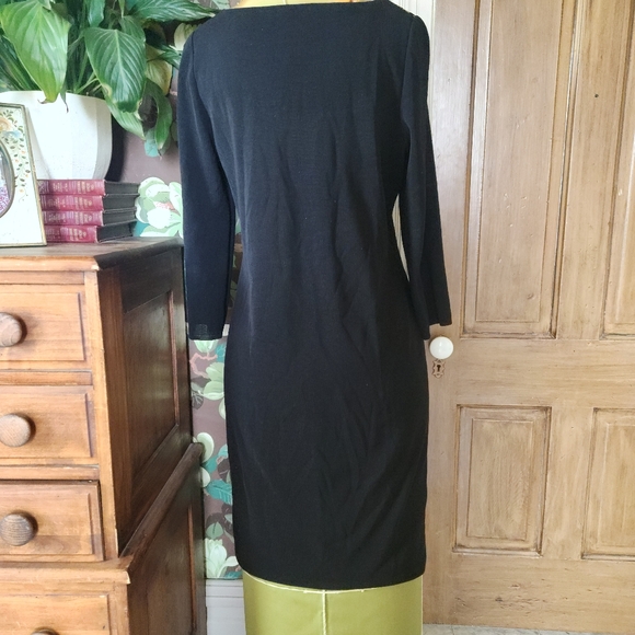Misook Black & Gold Abstract Knit Dress Size Small | Long Sleeve | Career Chic - Picture 6 of 10